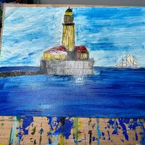 Chicago Lighthouse and Tall Ship Canvas Art